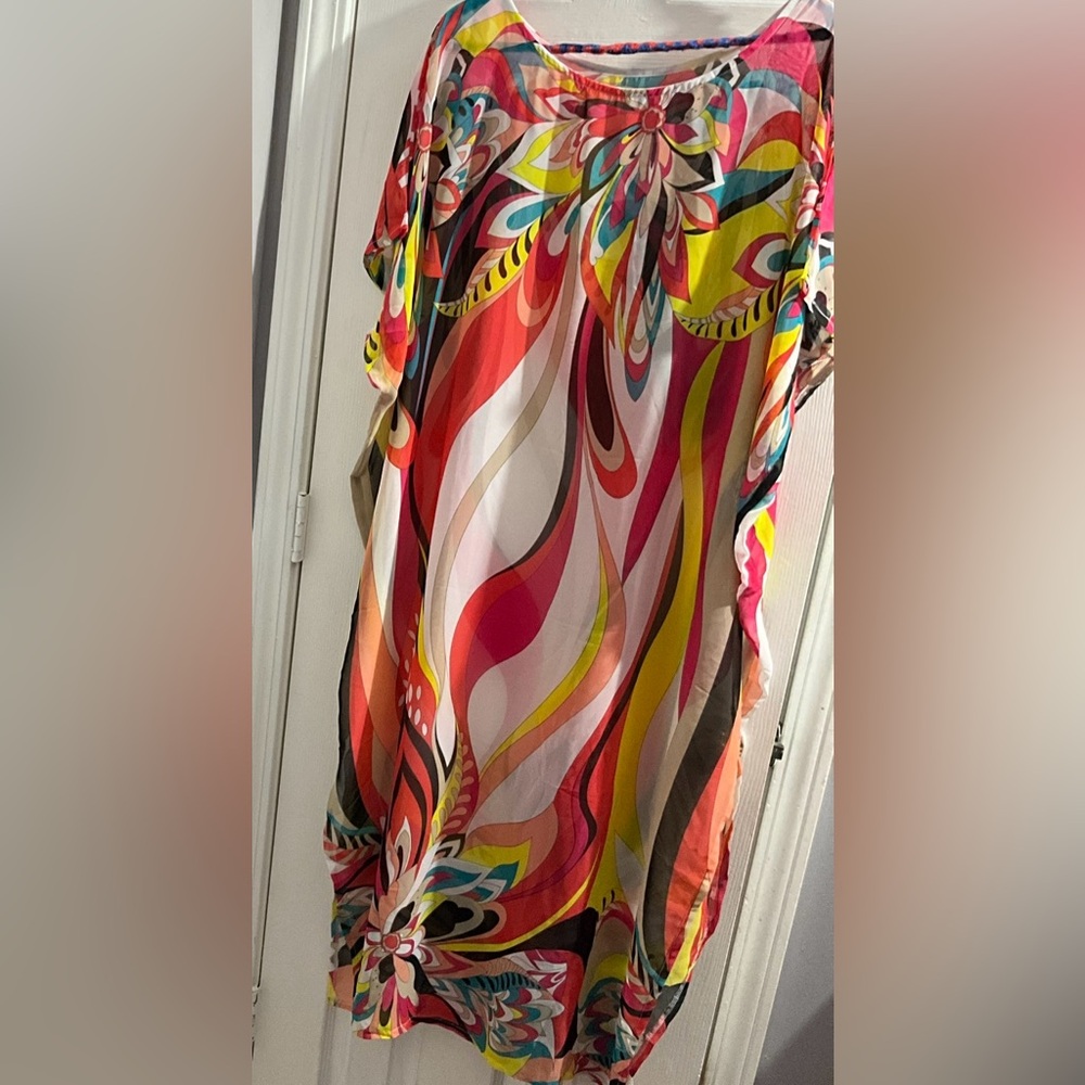 Bsubseach Women Kaftan Dress Print Swimsuit Cover Up 1 size Caftans Maxi Beach